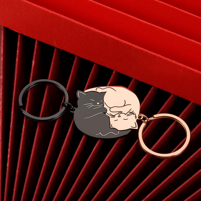 Vanlovemac Valentines Day Gifts for Her Him Cute Keychain for Boyfriend Girlfriend Best Friend Matching Couple Stuff for Wife Husband Cat Lover Fiancée National Girlfriends Day Gifts Boo Basket Stuffers - Image 5